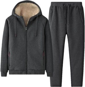 Agasalho moletom peluciado jaqueta com calça roupa térmica unissex