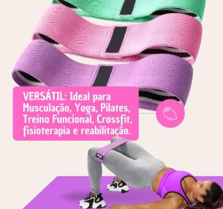 Kit 3 Faixas Elásticas para Treino, Musculação, Yoga, Pilates, Funcional, Crossfit e Fisioterapia | Bands com 3 Resistências