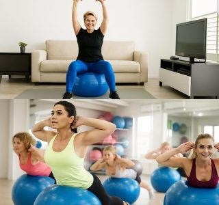 Bola De Pilates e Yoga Com Bomba De Ar 65cm Antiderrapante Para Exercícios e Alongamentos Fortalecimento Fisioterapia Flexibilidade Fitness Ginástica