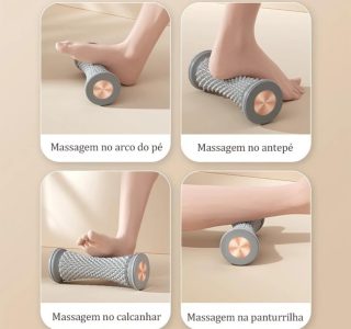 Rolo de Massagem e Massageador de Pés com Bola de Yoga – Manual Portátil para Alívio da Fáscia Plantar e Relaxamento Muscular (Cores Aleatórias)