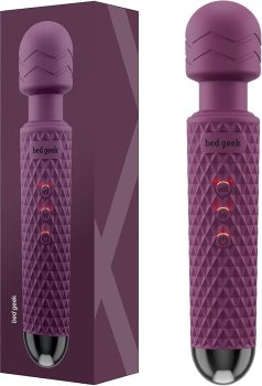 Wand massageadora pessoal com nova memória portátil sem fio à prova d’água USB recarregável massagem 20 padrões de vibração 8 velocidades pele silicone macio, Preto (Roxo)