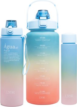 Conjunto 3 Garrafas Squeeze de Policarbonato Tie Dye – Lyor