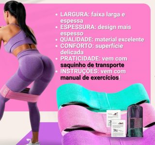 Kit 3 Faixas Elásticas para Treino, Musculação, Yoga, Pilates, Funcional, Crossfit e Fisioterapia | Bands com 3 Resistências