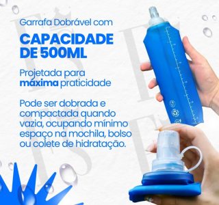 Garrafa Dobrável Soft Flash 500ml Squeeze Bico Anti Vazamento Corrida Bike Ciclismo Hidratação Reutilizável Livre de Bpa Para Todos Os Esportes Federal’s Store