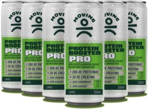 Moving Pro Protein Booster, Bebida com 20g Proteína e 3g Creatina, Sabor Limão, Zero Açúcar, 310ml, Pack com 6 Unidades