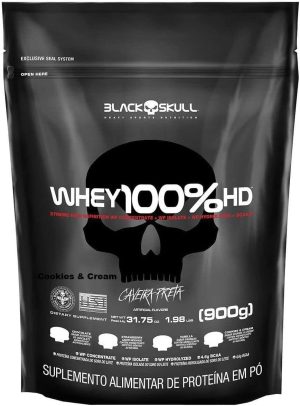 Whey 100% Hd – 900G Refil Cookies e Cream, Black Skull