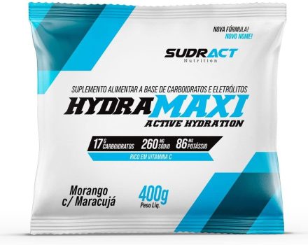 Isotônico em pó Hydramaxi Sudract – Rende até 10 litros – Energy Drink – Pré e durante os treinos (Morango com maracujá)