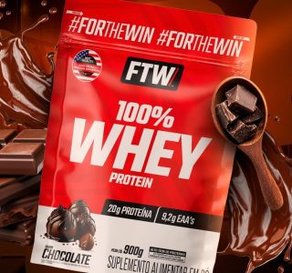 FTW 100% Whey Protein com Proteína Concentrada WPC, Suplemento Alimentar Pós-Treino em Pó com Fonte de Proteína do Soro do Leite, Alto Valor Biológico, Sem Glúten – Refil 900g (Sabor Chocolate)