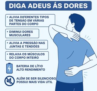 Massageador Elétrico Pistola Muscular Profissional Recarregável 4 Ponteiras Massagem Relaxante Alívio Dores Pós-Treino Miofascial Fitness Corpo Inteiro Esportivo Portátil Silencioso Premium