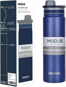 MODUS Garrafa de Água Térmica Inox Esportiva Academia Isolada a Vácuo Aço Inox 750ML (Azul Profundo)