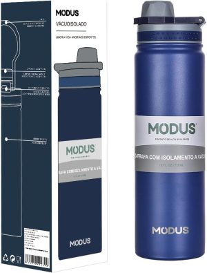 MODUS Garrafa de Água Térmica Inox Esportiva Academia Isolada a Vácuo Aço Inox 750ML (Azul Profundo)