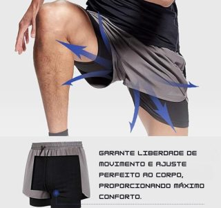 Bermuda Shorts 2 Em 1 Masculino Academia Dryfit Treino