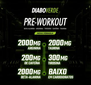 FTW Pré-Treino Diabo Verde em Pó com Cafeína, Aminoácidos Beta‑Alanina e Arginina para Treinos e Atividades Físicas – Pote 150 g (Sabor: Black Ice)