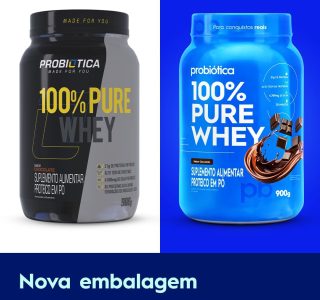 Probiótica 100% Pure Whey Nova Fórmula – 900G Chocolate (Embalagem pode variar)