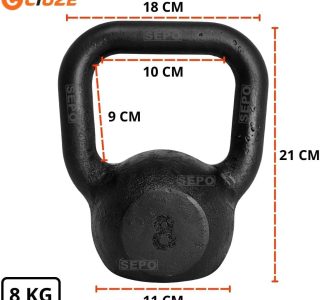 Kettlebell de Ferro Fundido Pintado 8 Kg Preto