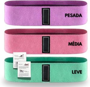 Kit 3 Faixas Elásticas para Treino, Musculação, Yoga, Pilates, Funcional, Crossfit e Fisioterapia | Bands com 3 Resistências