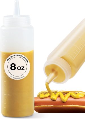 Garrafa de plástico para espremer, garrafa de condimento – transparente – plástico premium – 236 ml – ponta de precisão – 1 caixa – Restaurantware