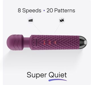 Wand massageadora pessoal com nova memória portátil sem fio à prova d’água USB recarregável massagem 20 padrões de vibração 8 velocidades pele silicone macio, Preto (Roxo)