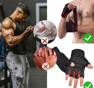 Luva Academia Meio Dedo com Proteção Antiderrapante para Musculação, Crossfit, Treino e Ciclismo. Protector Palmar Almofado com Ajuste em Velcro no Pulso, Unissex.