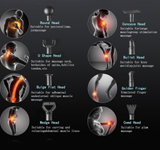 Pistola de massagem de tecido profundo, pistola massageadora de percussão nas costas para atletas pistola de massagem muscular para alívio da dor com 8 cabeças de massagem e 20 velocidades