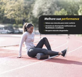 JustGoFit Rolo De Massagem 45Cm Preto Para Relaxamento Muscular E Fisioterapia Corpo Inteiro