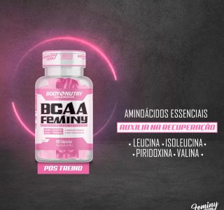 BCAA Feminino 60 Capsulas Aminoacidos Essenciais Enriquecido com vitamina B6 Sem Sabor Ultra Concentrado Rapida Absorção Importado Original