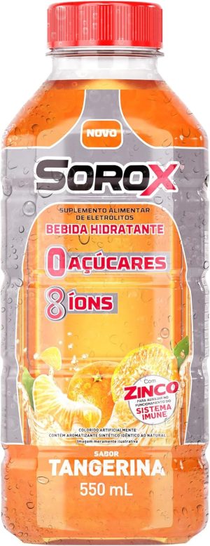 SOROX Bebida Hidratante Zero Açúcar com 8 Íons e Zinco para Imunidade, Baixa Caloria, Eletrolitos para Hidratação e Reposição Energética – 550ml (1-Pack)
