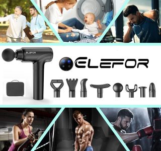 Pistola de massagem de tecido profundo, pistola massageadora de percussão nas costas para atletas pistola de massagem muscular para alívio da dor com 8 cabeças de massagem e 20 velocidades