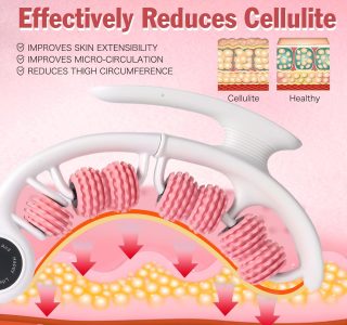 Ferramenta de massagem celulite massageador de drenagem linfática para coxas, pernas e nádegas, rolo anticelulite com alças destacáveis, ferramenta de massagem de fáscia para pele contornada e mais