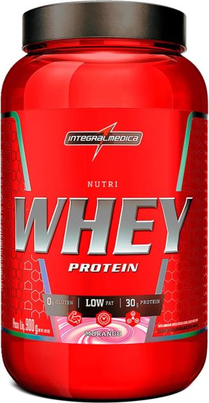 Integralmédica Nutri Whey Protein Morango – Pote de 900 g – Super Mass Gainer