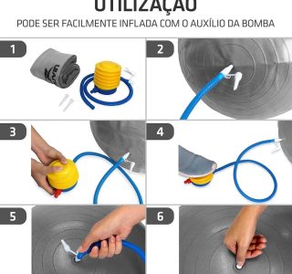 Bola de Pilates 65cm Muvin – Antiestouro – Suporta até 300kg – Com Bomba – Ginástica – Fitness – Pilates – Yoga – Fisioterapia – Flexibilidade – Fortalecimento – Tonificação –– Fácil Limpeza