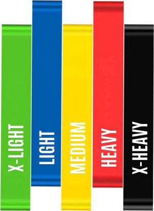 Kit 5 Faixas Elásticas Elásticos Alongamento Pilates Yoga Exercícios Condicionamento Físico Yoga Saúde Relaxamento Academia Músculos Personal Trainer Thera Band Fitness Mini Bands