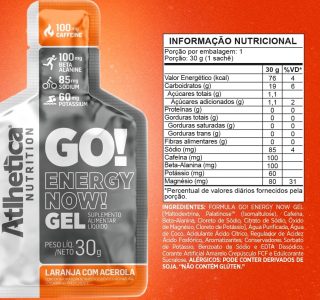 Atlhetica Nutrition GO ENERGY NOW GEL (10 sachês de 30g) Laranja com Acerola, Cor: Multicolorido.