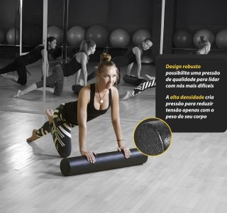 JustGoFit Rolo De Massagem 90cm Preto – Liberação Miofascial, Alívio Muscular, Flexibilidade, Pilates