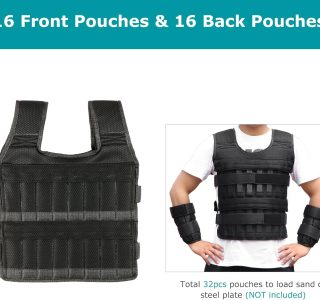 HXBER Carga máxima 15 kg/35 kg colete ajustável peso exercício peso carga pano treinamento de força com 6 kg peso da perna 5 kg peso do braço (vazio)