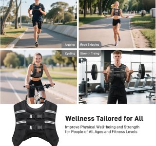 Colete pesado para homens e mulheres, 3,6 kg/5,4 kg/7,3 kg/9,1 kg, colete de peso com listras refletivas para treino, treinamento de força, corrida, fitness, construção muscular, perda de peso