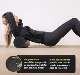 JustGoFit Rolo De Massagem 60Cm Preto Para Relaxamento Muscular E Fisioterapia Corpo Inteiro