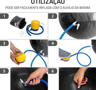 Bola de Pilates 65cm Muvin – Antiestouro – Suporta até 300kg – Com Bomba – Ginástica – Fitness – Pilates – Yoga – Fisioterapia – Flexibilidade – Fortalecimento – Tonificação –– Fácil Limpeza