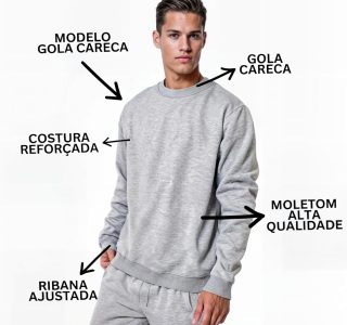 Moletom Masculino Feminino Liso Sem Capuz Gola Redonda Macio e Flanelado Unissex