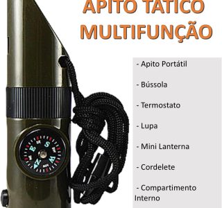 Apito de Sobrevivência Tático 5 em 1 Verde Militar
