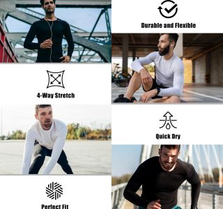 Towintec Camisetas masculinas de compressão, manga comprida, atlética, FPS 50+, camada de base térmica, para treino, camiseta de corrida