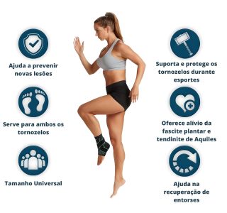 Tornozeleira Premium De Compressão Estabilizadora Ortopédica Elástica, Ajustável E Confortável, Para Esportes, Marca VARENZIA