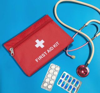 AUEAR, Pacote com 5 kit de primeiros socorros bolsa vazia vermelha armazenamento de emergência médica para carro de viagem ao ar livre