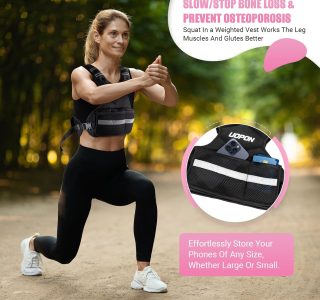 Colete feminino com peso ajustável de 2,7 a 5,4 kg, com 6 pesos de ferro, ótimo colete pesado com bolsos e tiras refletivas para corrida, caminhada, treino e treinamento de força