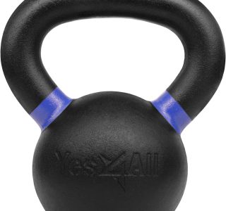 Yes4All Kettlebells revestidos com pó – 4, 6, 8, 10, 12, 14, 16, 20, 24, 32, 40kg