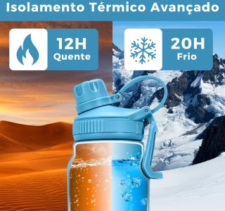 Garrafa Térmica Inox 304 800ml com Tampa de Rosca e Alça de Transporte – Mantém Bebida Gelada ou Quente – Ideal para Academia, Escola e Trabalho (Verde Escuro)