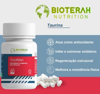 Taurina 60CAPS BIOTERAH – 1000mg por Dose Suplemento Alimentar Auxilio Treino