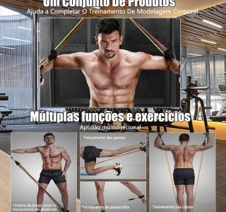 Zenkon Kit Elastico para Exercicio Musculação, Elastico para Treino, Kit Elástico Extensor 11 Peças – Exercício Funcional e Treino, Elástico Academia para Treino em Qualquer Hora