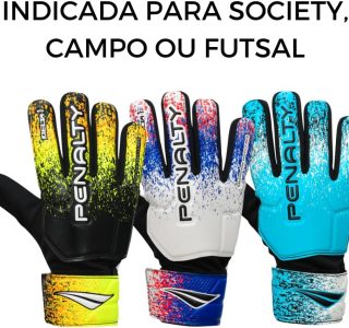 Luva de Goleiro Penalty Adulto Delta 1 Para Todos os Pisos Cor:Branco+Azul;Tamanho:8;Gênero:Unissex
