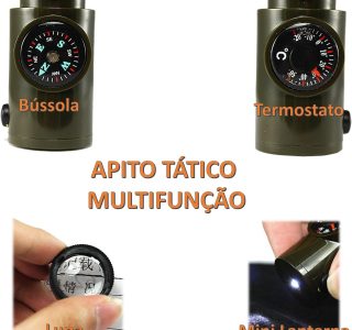 Apito de Sobrevivência Tático 5 em 1 Verde Militar